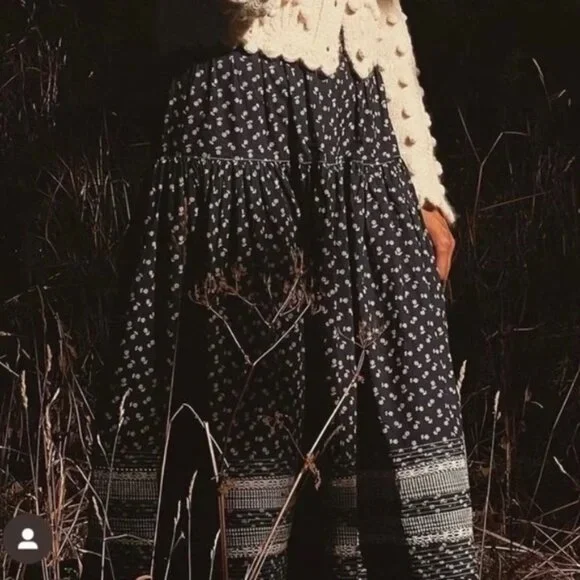 New Doen Rosanna Skirt in Indigo Calico, Size XS - Picture 10 of 15